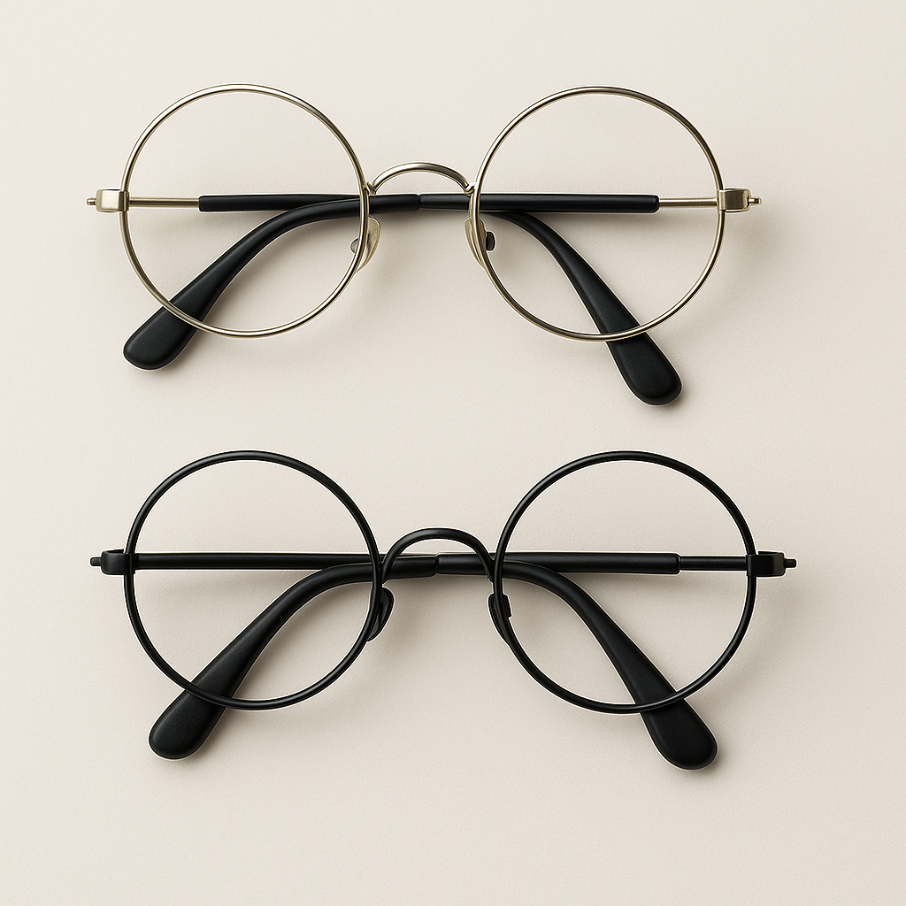 Gafas pequeñas Negro‑Plateado para muñecos | Accesorio Retro y con Estilo