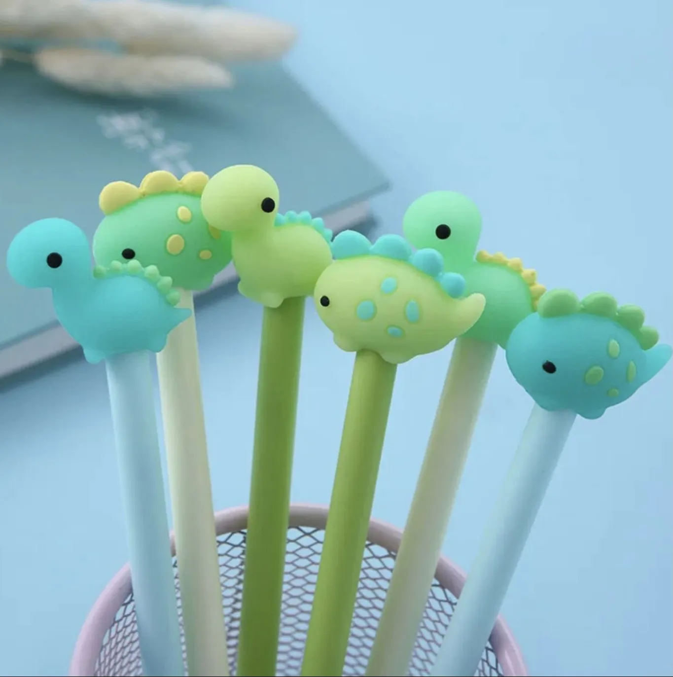 Pack de 5 esferos con diseño de dinosaurio – colores pastel surtidos