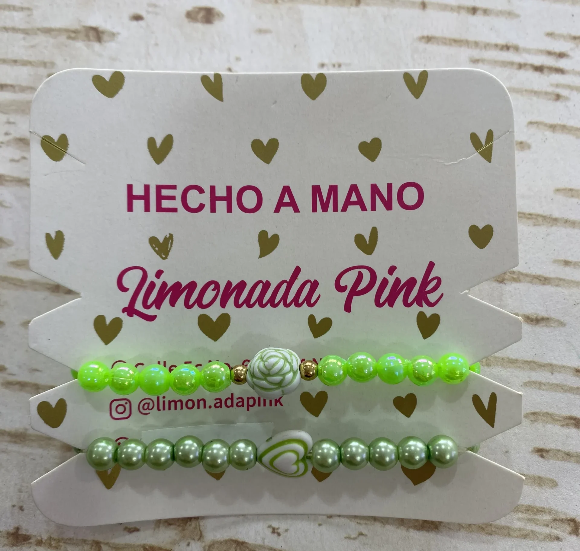 Duo Pulseras Verdes “Flor” – Hechas a Mano